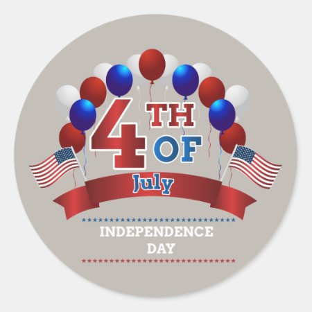 July 4th Flags And Balloons Classic Round Sticker