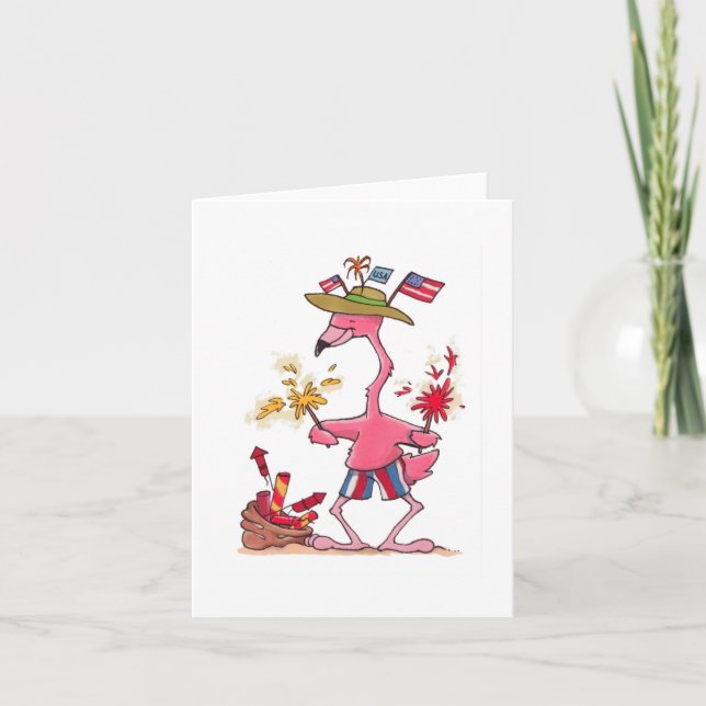 July 4th Flamingo Fireworks notecard (Front)
