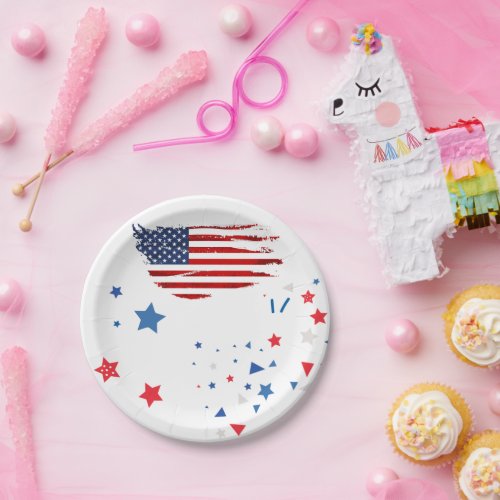 July 4thFourth of July Party America Flag  Paper Plates