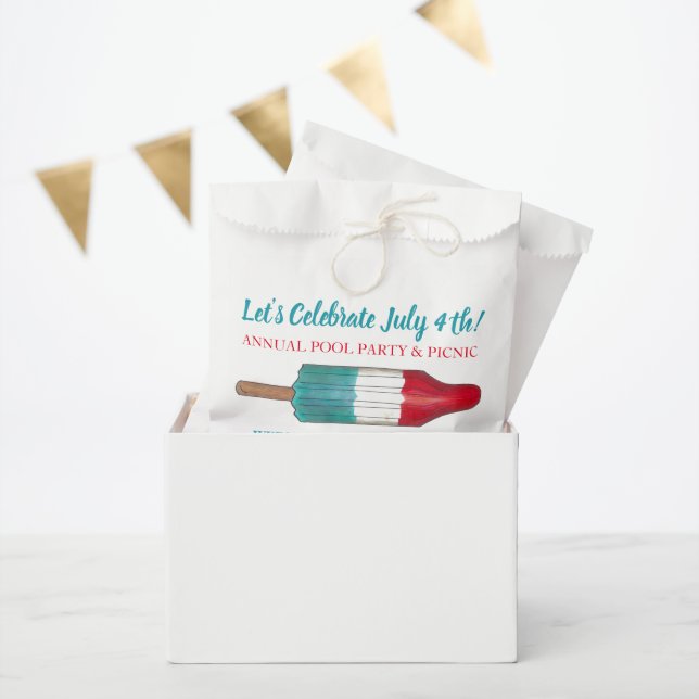 July 4th Fourth Party Rocket Ice Pop Popsicle Favor Bag (Party)