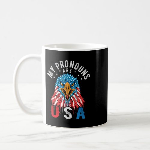 July 4th Funny My Pronouns Are USA Eagle Head Coffee Mug