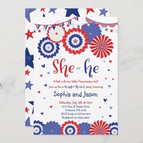 July 4th Gender Reveal Party Invitation