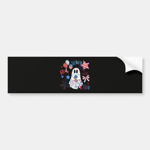 July 4th Ghost Red White Boo Patriotic Halloween Bumper Sticker