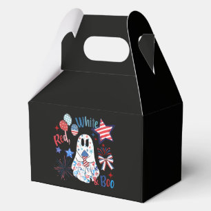 July 4th Ghost Red White Boo Patriotic Halloween Favor Boxes