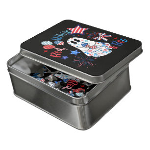 July 4th Ghost Red White Boo Patriotic Halloween Jigsaw Puzzle