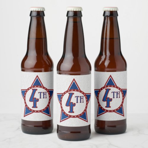 July 4th Glitter Beer Bottle Label