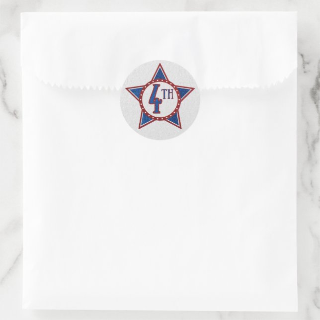 July 4th Glitter Classic Round Sticker (Bag)