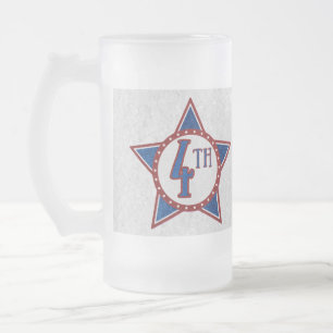 July 4th Glitter Frosted Glass Beer Mug