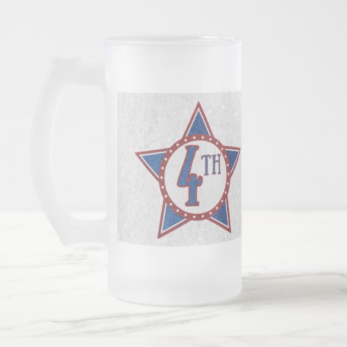 July 4th Glitter Frosted Glass Beer Mug