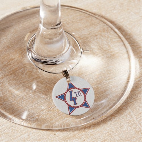 July 4th Glitter Wine Charm