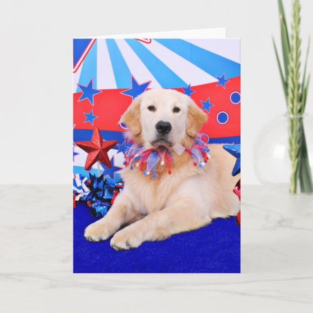 July 4th - Golden Retriever - Gunner Card (Front)