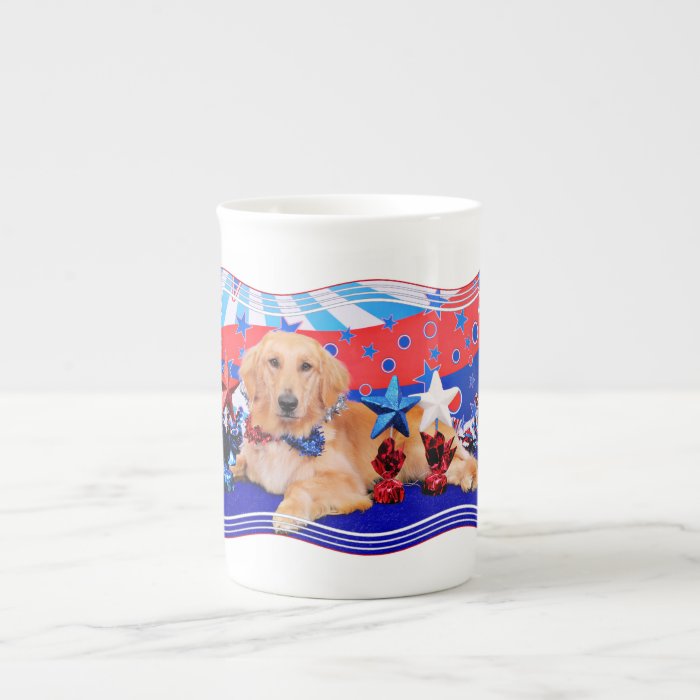 July 4th   Golden Retriever   JJ Bone China Mug