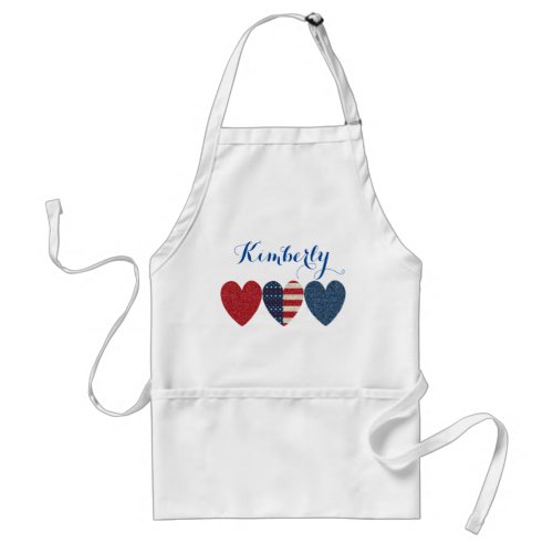 July 4Th Hearts Sublimination Personalized Adult Apron