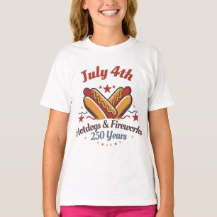 July 4th Hotdogs and Fireworks Youth Teen Girl Boy T-Shirt