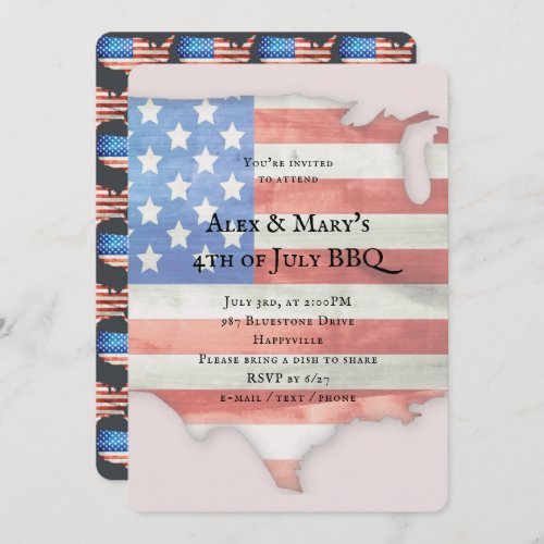 July 4th House Party American Flag Invitation
