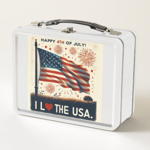 July 4th I love the USA Metal Lunch Box