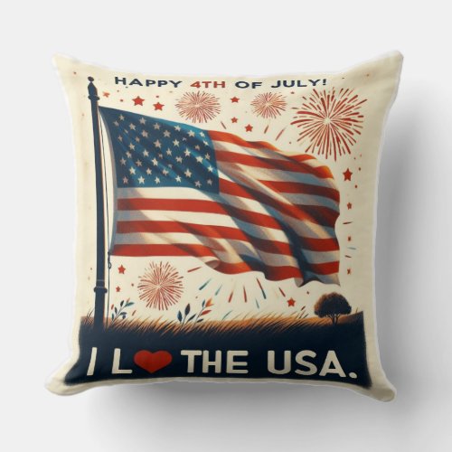 July 4th I love the USA Throw Pillow