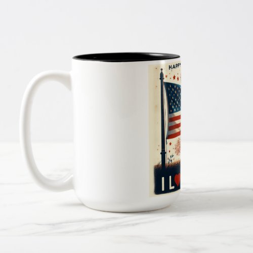 July 4th I love the USA Two_Tone Coffee Mug