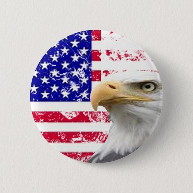 july 4th Independence day bald eagle american flag Button (Front)