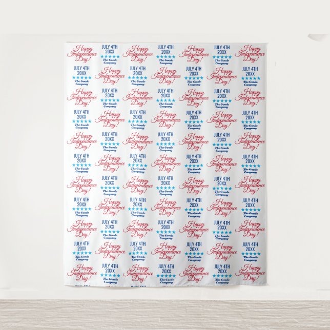 July 4th Independence Day Banner Step and Repeat Tapestry (Front)