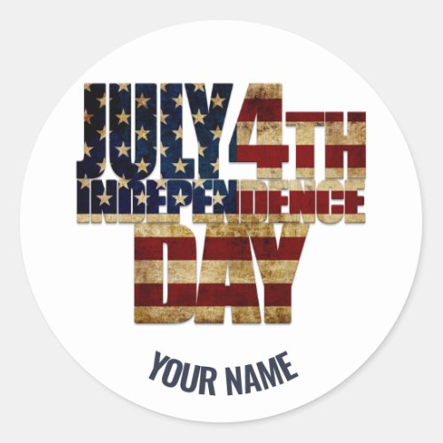 July 4th Independence Day Classic Round Sticker