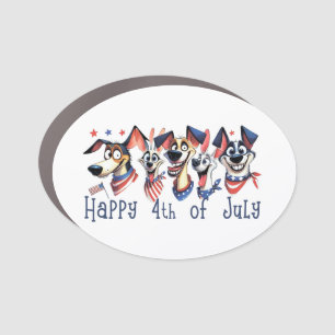 July 4th. Independence Day. Funny Dogs Car Magnet