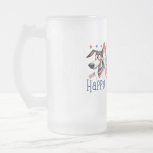 July 4th. Independence Day. Funny Dogs Frosted Glass Beer Mug