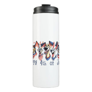 July 4th. Independence Day. Funny Dogs Thermal Tumbler