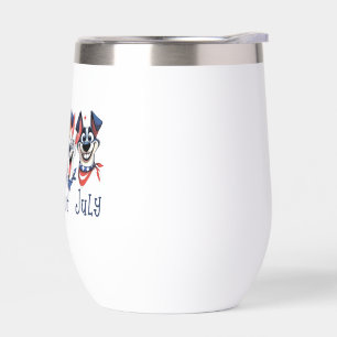 July 4th. Independence Day. Funny Dogs Thermal Wine Tumbler