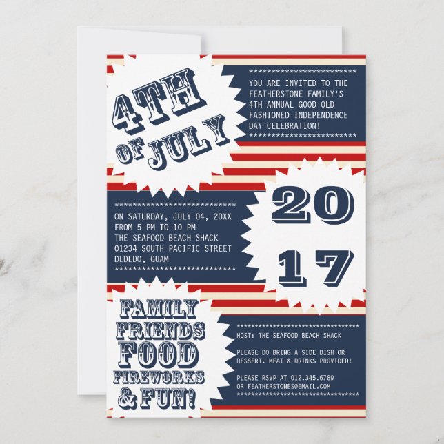 July 4th Independence Day Invitations (Front)