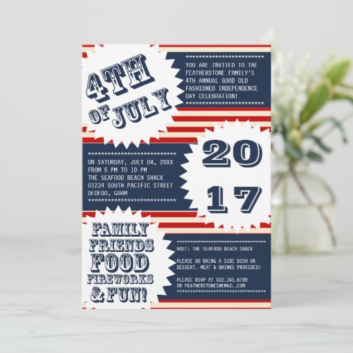 July 4th Independence Day Invitations  Zazzle