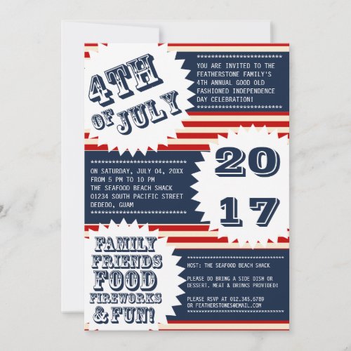 July 4th Independence Day Invitations