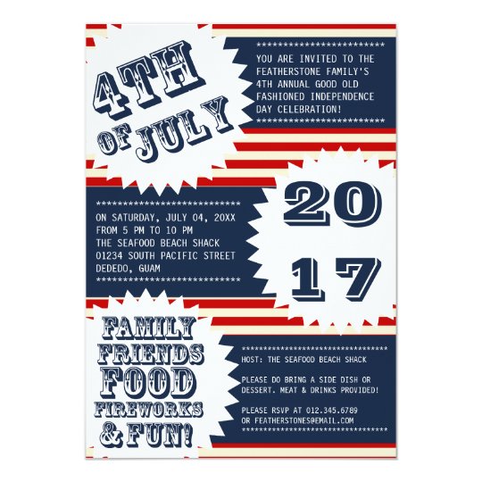 July 4th Independence Day Invitations