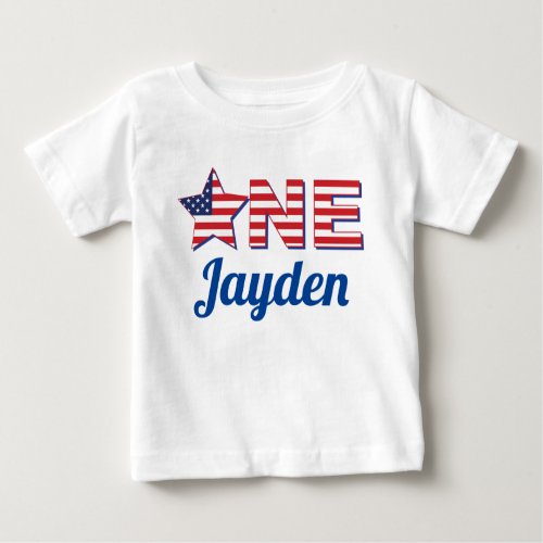July 4th Independence Day ONE 1st Birthday Baby T_Shirt
