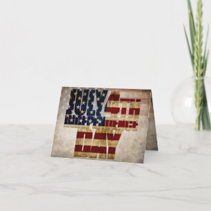 July 4th Independence Day Vintage Flag Design Card
