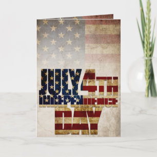 July 4th Independence Day Vintage Flag Design Card