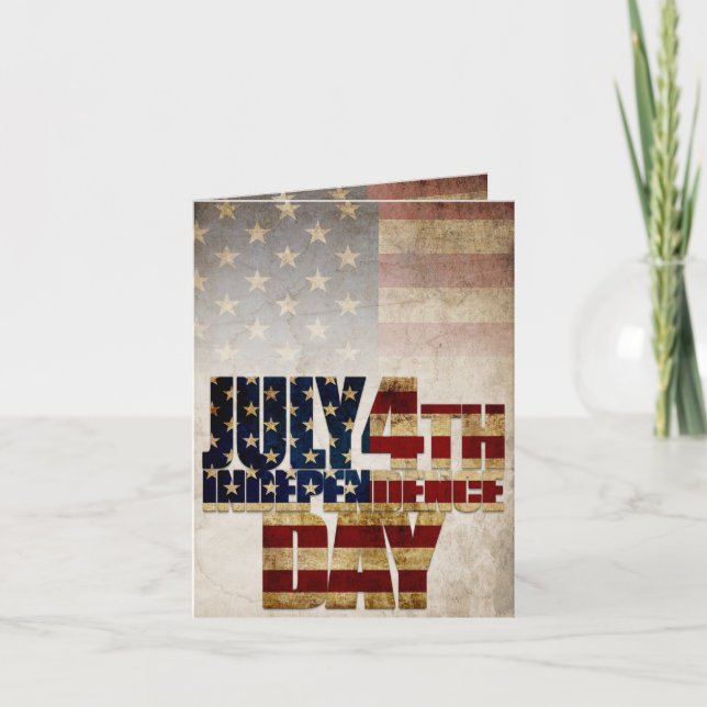 July 4th Independence Day Vintage Flag Design Card (Front)