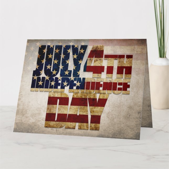 July 4th Independence Day Vintage Flag Design Card (Front)