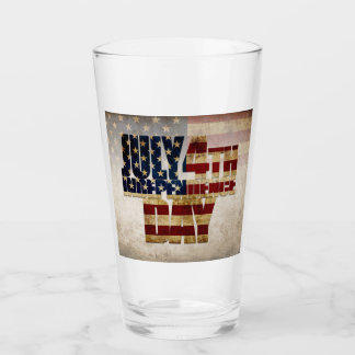 July 4th Independence Day Vintage Flag Design Glass