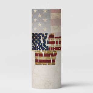 July 4th Independence Day Vintage Flag Design Pillar Candle