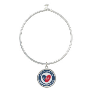 July 4th Love the USA Patriotic Red White Blue Ban Bangle Bracelet
