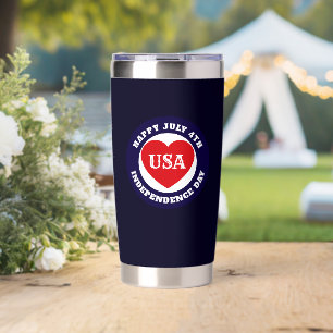July 4th Love the USA Patriotic Red White Blue Insulated Tumbler