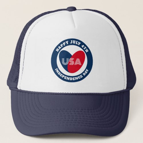 July 4th Love the USA Patriotic Red White Blue Trucker Hat