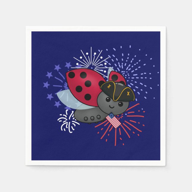 July 4th Minuteman Ladybug Napkins (Front)