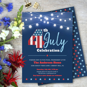 July 4th Modern Bbq Stars Stripes Red White Blue Invitation by Luceworks at Zazzle