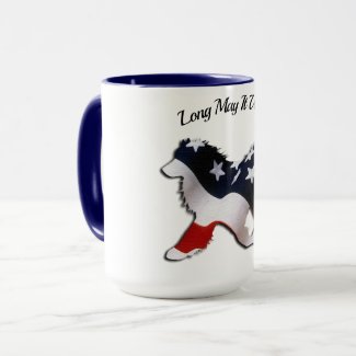 July 4th Mug; Red,White&Blue Samoyed Flag Cover Mug