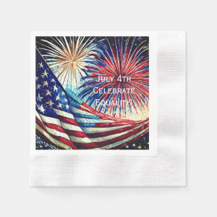July 4th Paper Napkins, Coined Cocktail Napkins