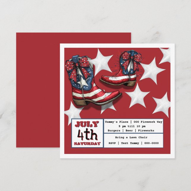 July 4th Party  Holiday Card (Front/Back)