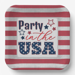 July 4th Party in the USA Paper Plates
