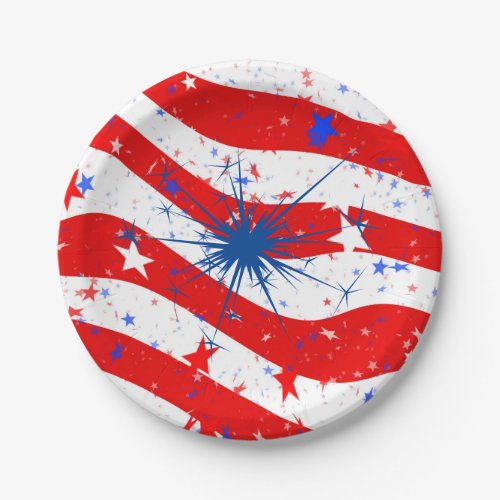 July 4th Party Paper Plates 7 Round Paper Plate